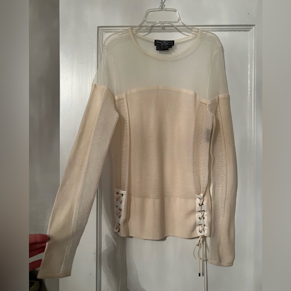 Salvatore Ferragamo sheer cream top